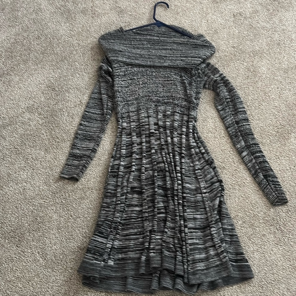 Calvin Klein New Cowl Neck Metallic Sweater Dress